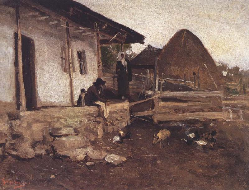 Nicolae Grigorescu Peasant Sitting in Front of his House oil painting image